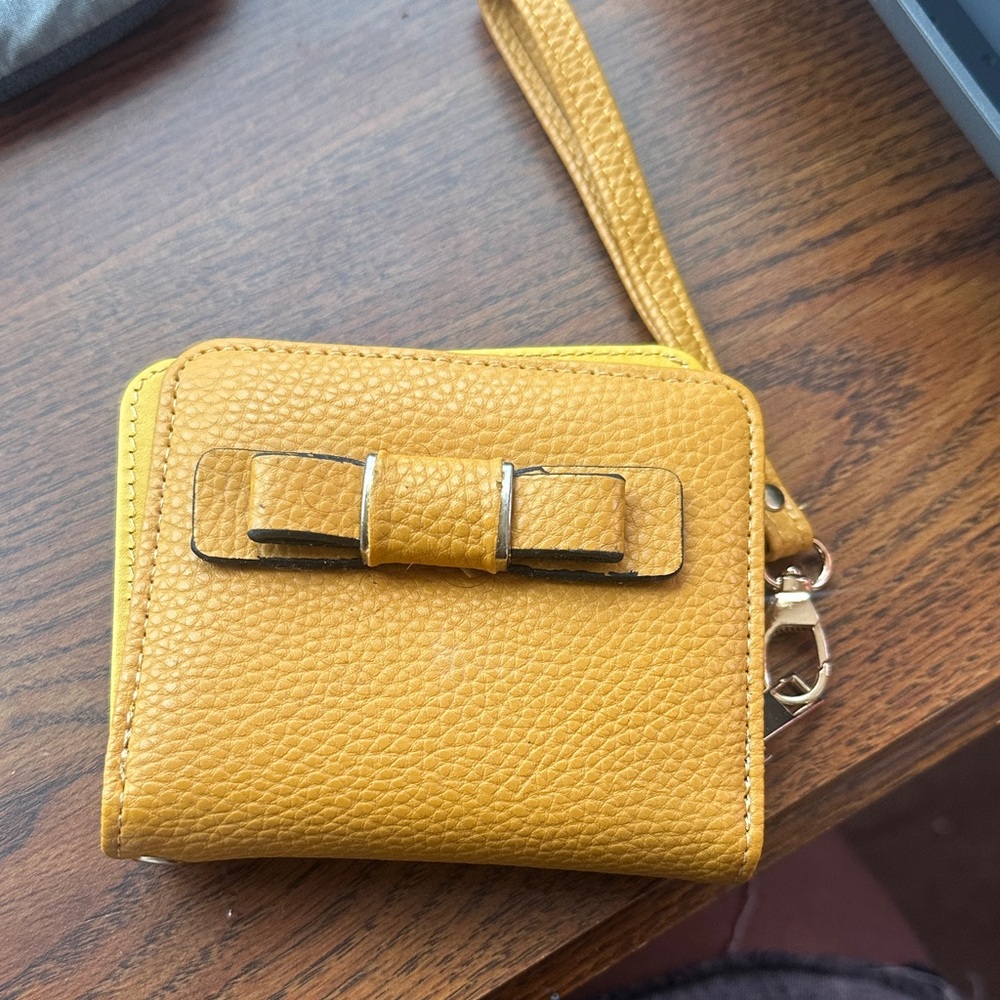 Yellow Leather Wristlet Wallet